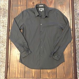 Express 1MX Fitted Charcoal Dress Shirt